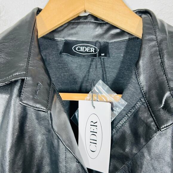 Cider Button Down Polyurethane Shirt Long Sleeve Casual Black - M - Picture 4 of 4